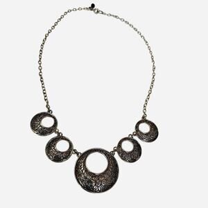 Vintage etched floral statement necklace